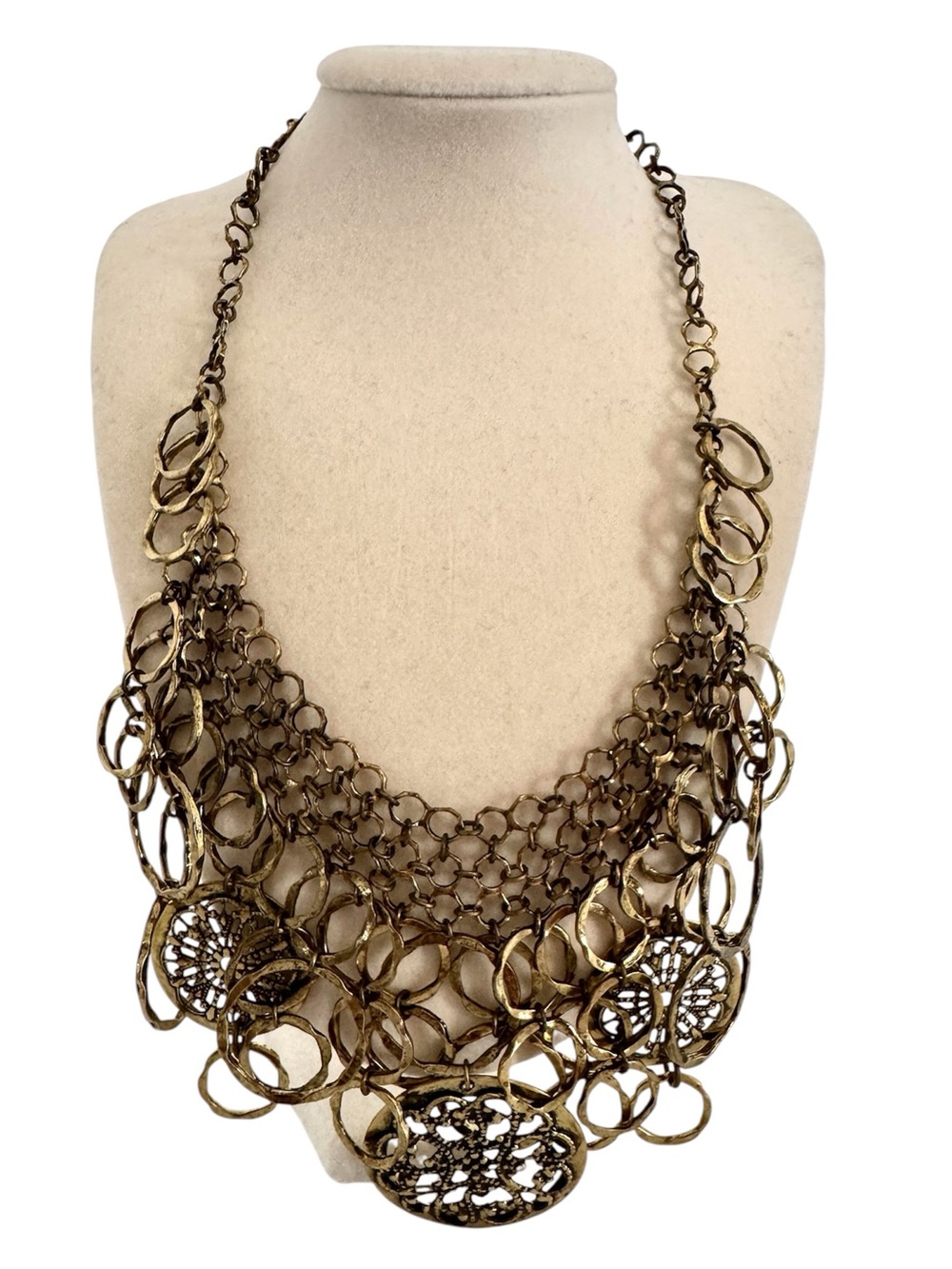 Guess Bronze Multi Link Medallion Statement Necklace - NWT